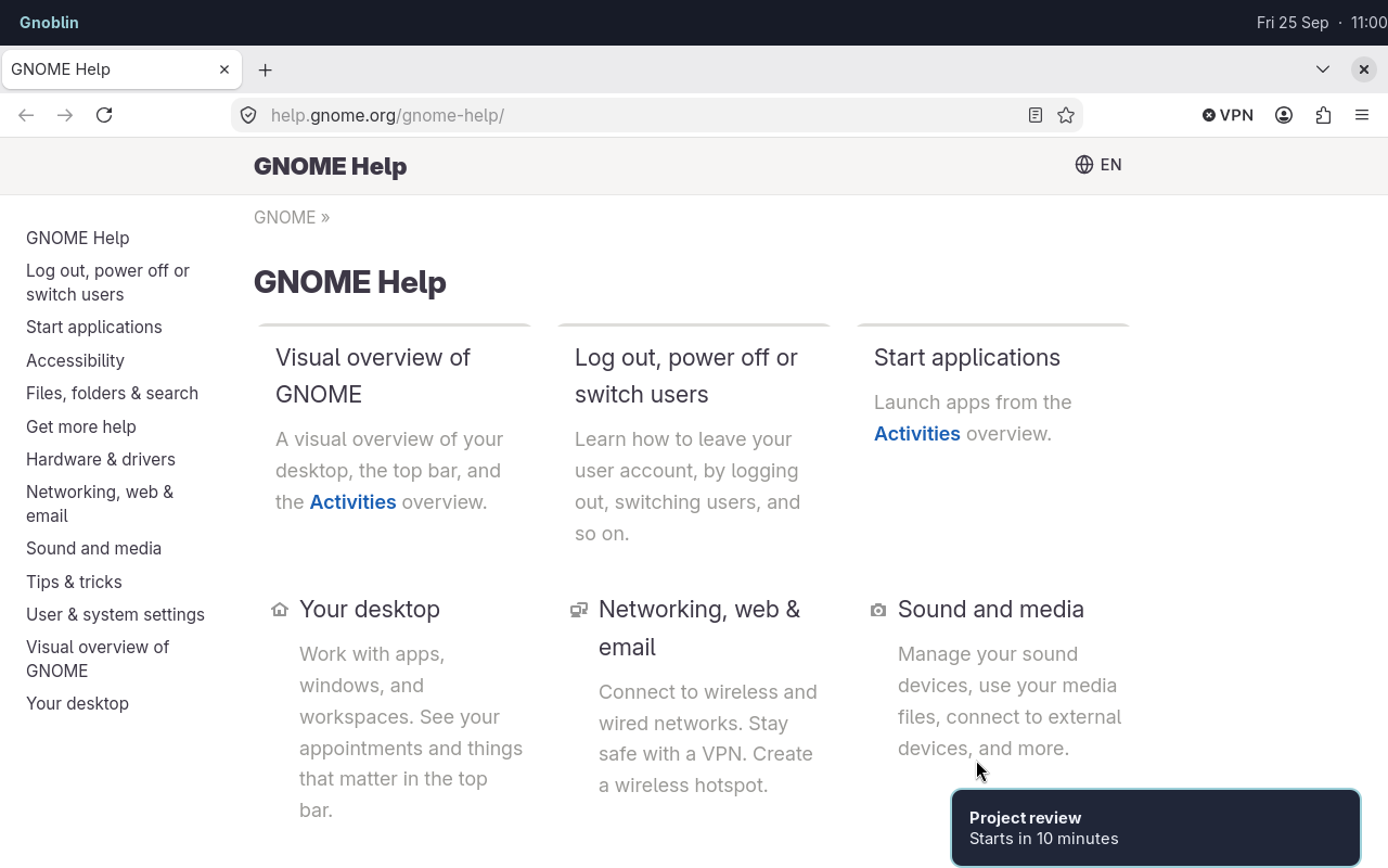 A Calendar reminder displayed by Mako above Firefox, with Waybar